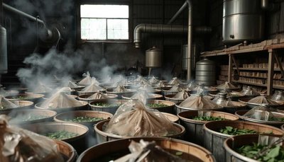 在工厂中发酵茶叶
